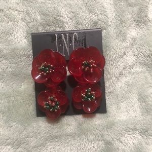 I•N•C red flower earrings brand new with tags